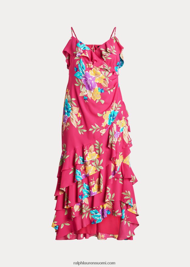 Ralph Lauren naiset kukkainen georgette porrastettu mekko 0Z24ZR4574 pinkki multi