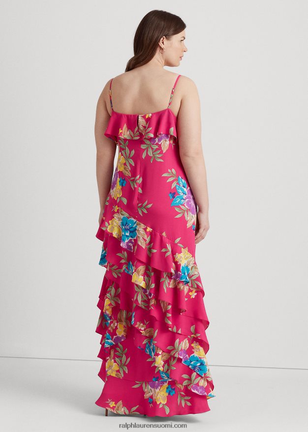 Ralph Lauren naiset kukkainen georgette porrastettu mekko 0Z24ZR4574 pinkki multi