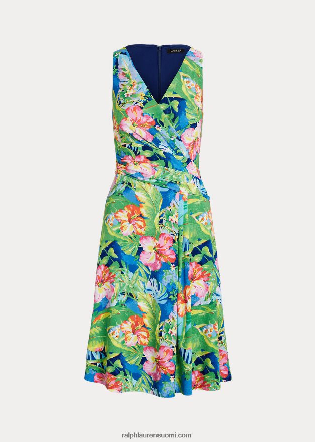 Ralph Lauren naiset kukkainen jersey-hihaton mekko 0Z24ZR3855 vihreä/sininen multi