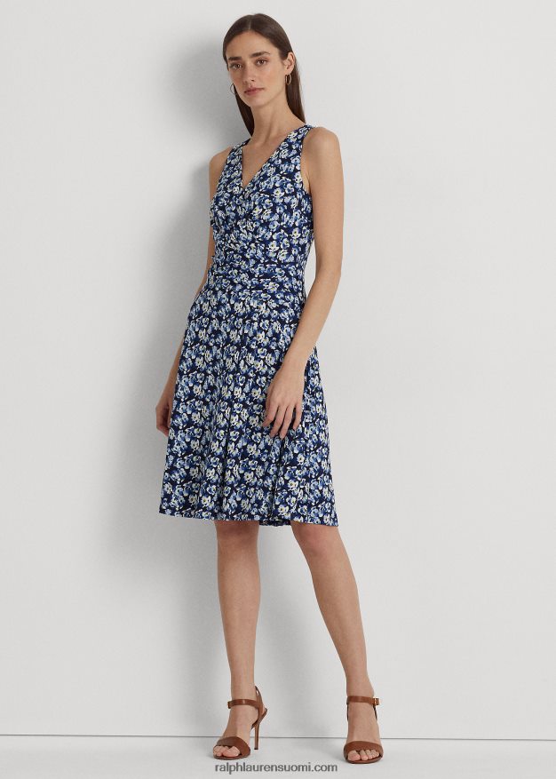 Ralph Lauren naiset kukkainen jersey-hihaton mekko 0Z24ZR4083 sininen multi