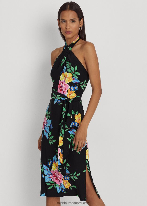 Ralph Lauren naiset kukkainen jersey riimumekko 0Z24ZR3894 musta multi