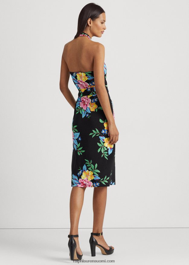 Ralph Lauren naiset kukkainen jersey riimumekko 0Z24ZR3894 musta multi