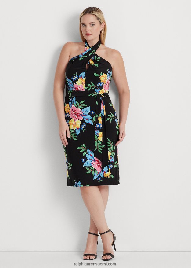 Ralph Lauren naiset kukkainen jersey riimumekko 0Z24ZR4573 musta multi