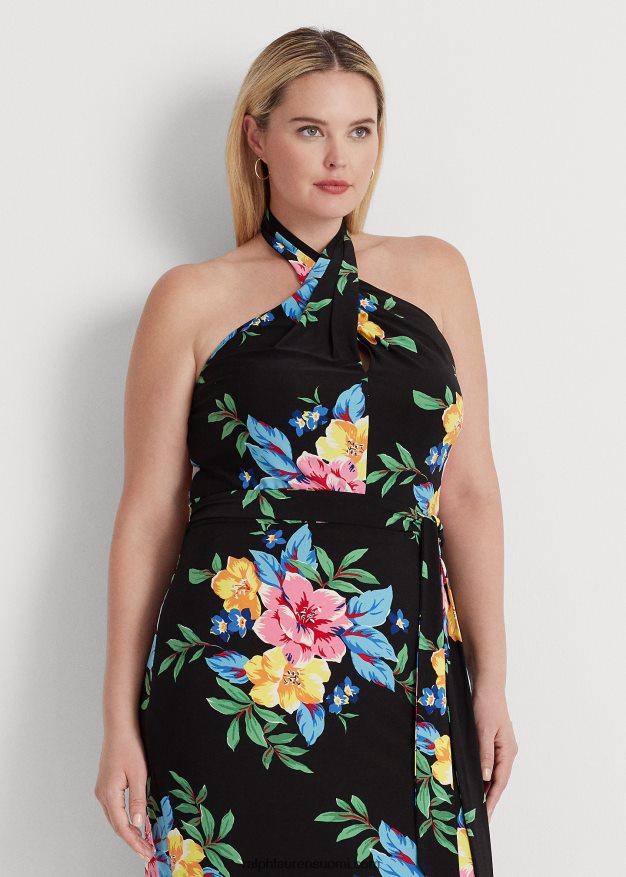 Ralph Lauren naiset kukkainen jersey riimumekko 0Z24ZR4573 musta multi