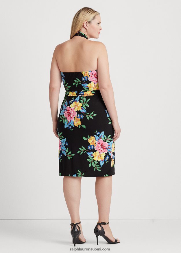 Ralph Lauren naiset kukkainen jersey riimumekko 0Z24ZR4573 musta multi