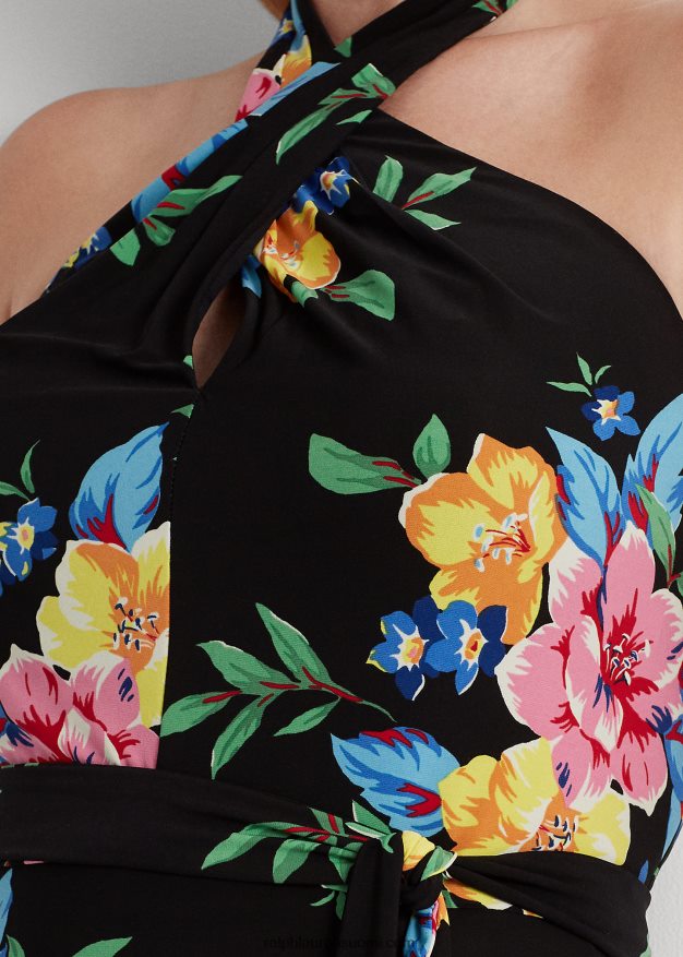 Ralph Lauren naiset kukkainen jersey riimumekko 0Z24ZR4573 musta multi