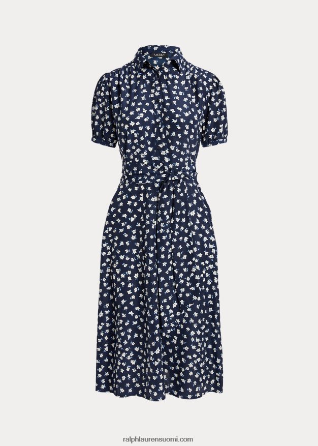 Ralph Lauren naiset kukkainen kreppipuhvihihainen paitamekko 0Z24ZR4398 sininen multi