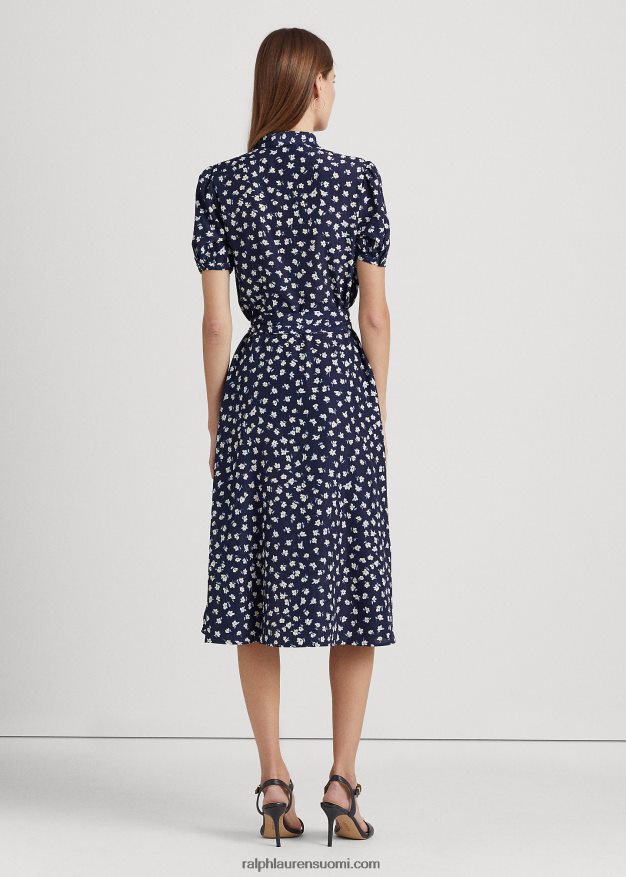 Ralph Lauren naiset kukkainen kreppipuhvihihainen paitamekko 0Z24ZR4398 sininen multi