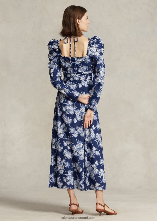 Ralph Lauren naiset kukkainen puuvillainen riimunauhamekko 0Z24ZR3083 kukkapiirrosprintti