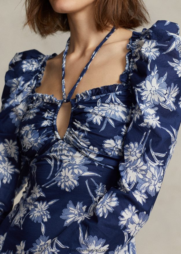 Ralph Lauren naiset kukkainen puuvillainen riimunauhamekko 0Z24ZR3083 kukkapiirrosprintti