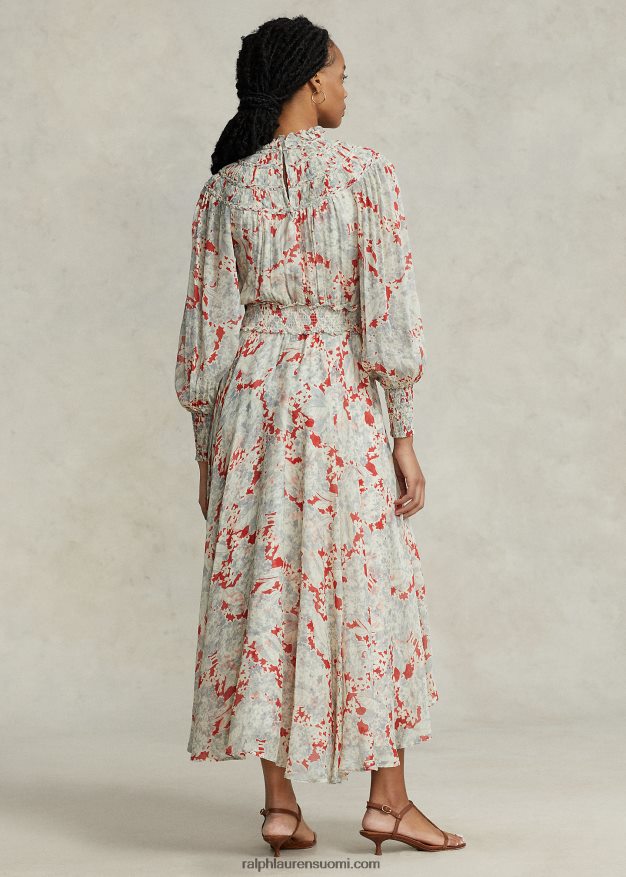 Ralph Lauren naiset kukkainen ryppyinen Georgette-mekko 0Z24ZR3222 basilika kukkainen