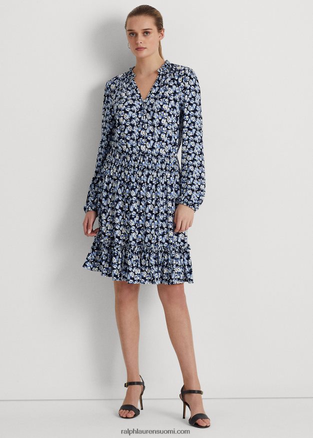 Ralph Lauren naiset kukkainen stretch-jersey-mekko 0Z24ZR4109 sininen multi