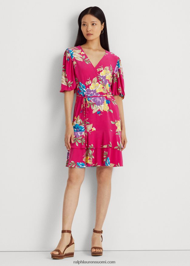 Ralph Lauren naiset kukkainen stretch-jersey-mekko 0Z24ZR4350 pinkki multi