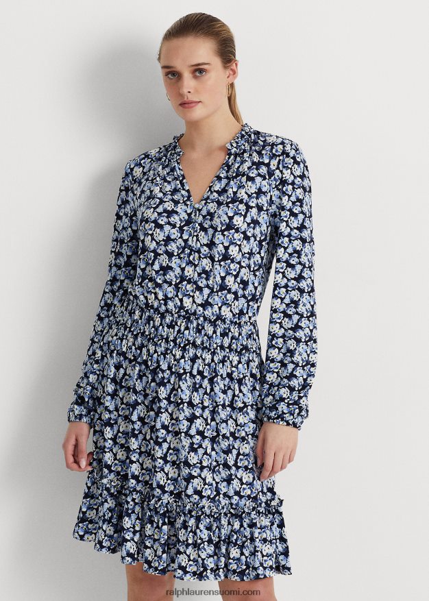 Ralph Lauren naiset kukkainen stretch-jersey-mekko 0Z24ZR4445 sininen multi