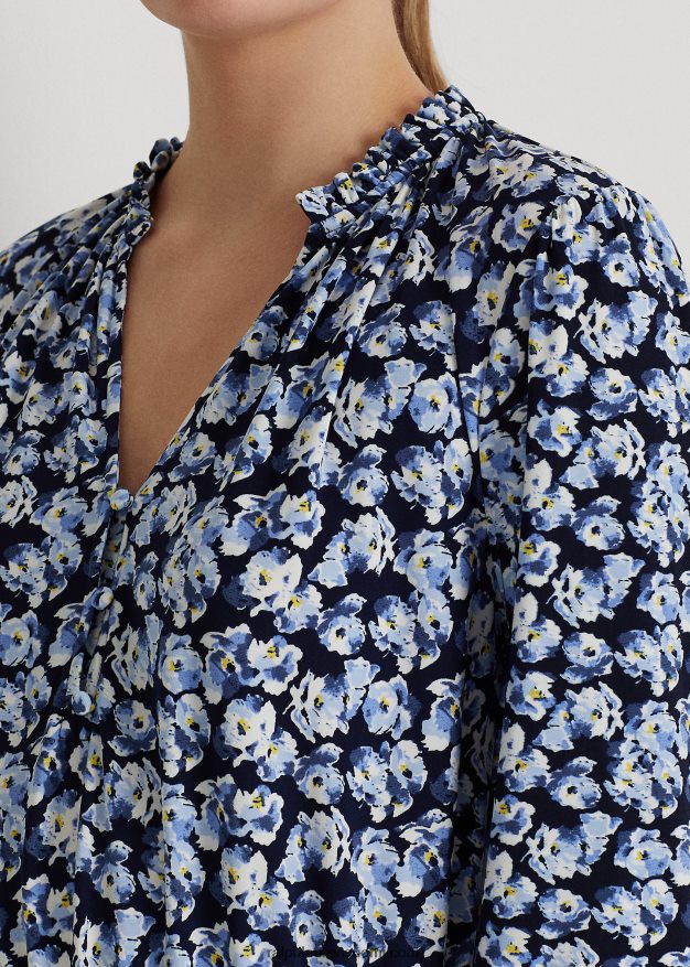 Ralph Lauren naiset kukkainen stretch-jersey-mekko 0Z24ZR4445 sininen multi