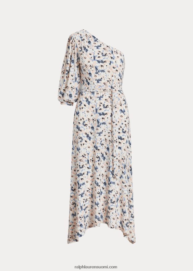 Ralph Lauren naiset kukkainen stretch-jersey-mekko yhden olkapäällä 0Z24ZR4115 sininen multi