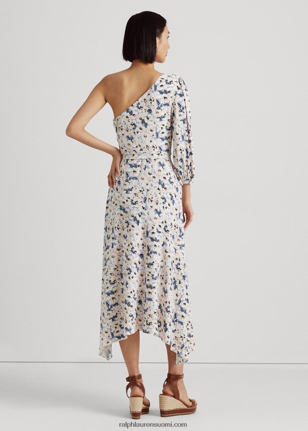 Ralph Lauren naiset kukkainen stretch-jersey-mekko yhden olkapäällä 0Z24ZR4115 sininen multi