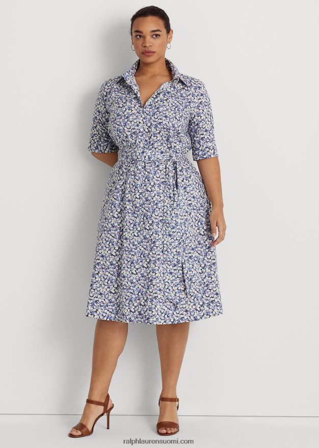 Ralph Lauren naiset kukkainen vyö puuvillasekoitteinen paitamekko 0Z24ZR4606