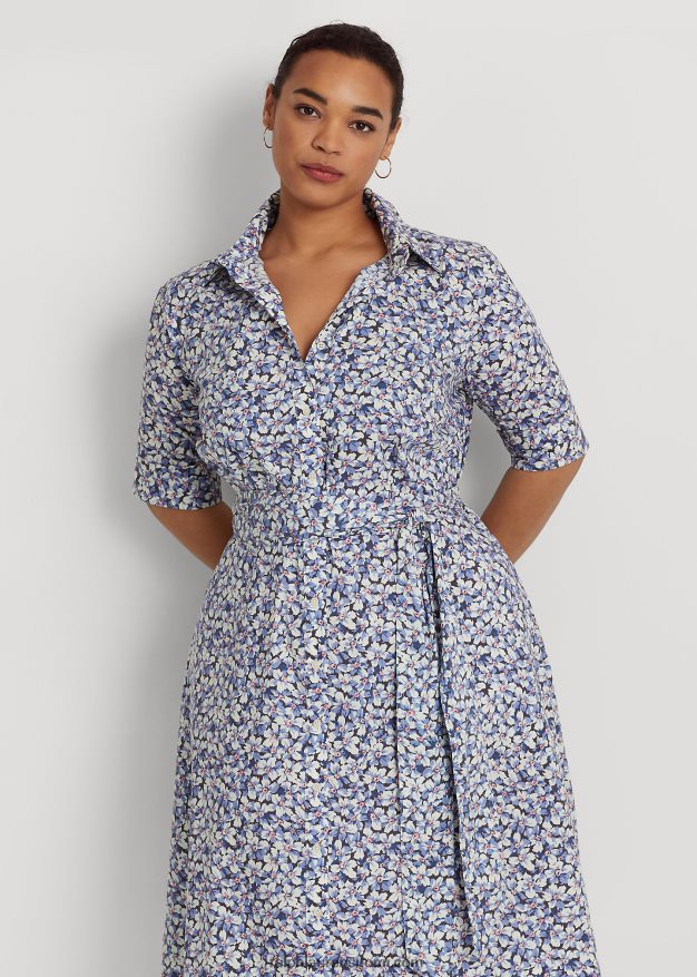 Ralph Lauren naiset kukkainen vyö puuvillasekoitteinen paitamekko 0Z24ZR4606