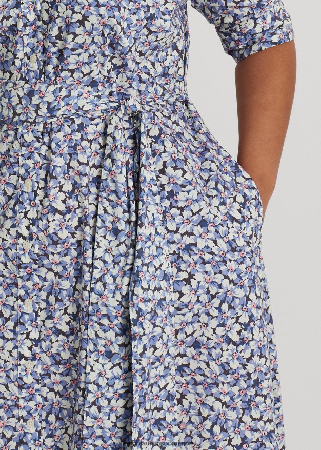 Ralph Lauren naiset kukkainen vyö puuvillasekoitteinen paitamekko 0Z24ZR4606