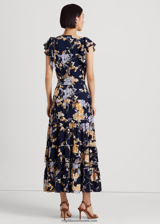 Ralph Lauren naiset kukkakuplakreppimekko 0Z24ZR4096 laivasto multi