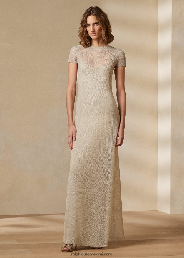 Ralph Lauren naiset lyhythihainen verkkomekko 0Z24ZR3523 samppanja