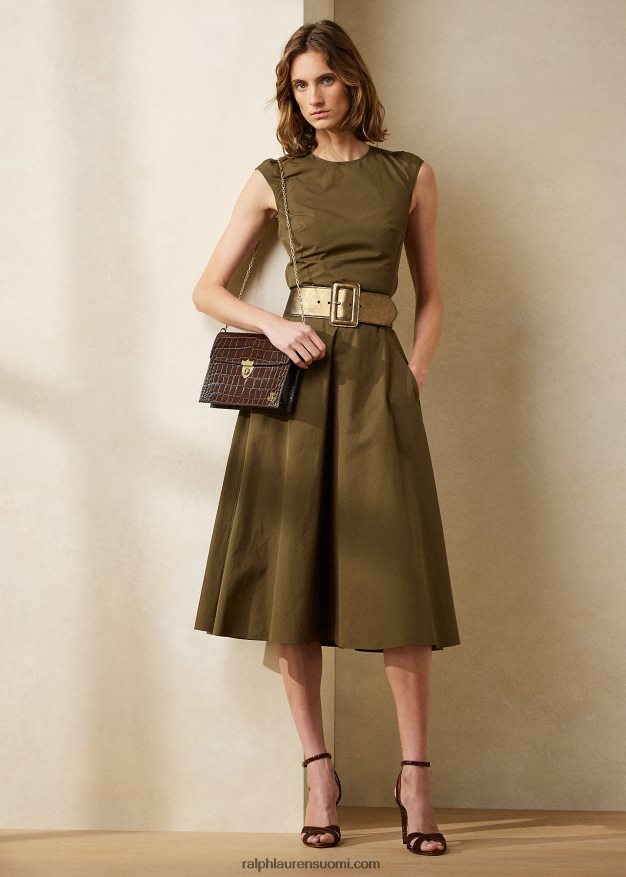 Ralph Lauren naiset omeria puuvillainen päivämekko 0Z24ZR9283 oliivi