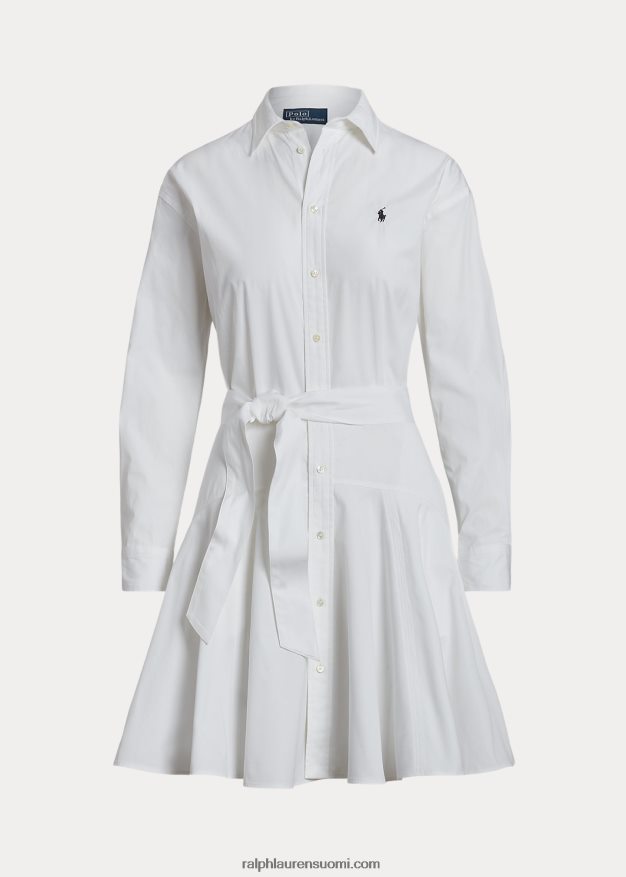 Ralph Lauren naiset paneloitu puuvillainen paitamekko 0Z24ZR2922 valkoinen