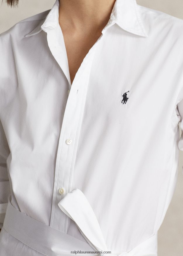 Ralph Lauren naiset paneloitu puuvillainen paitamekko 0Z24ZR2922 valkoinen