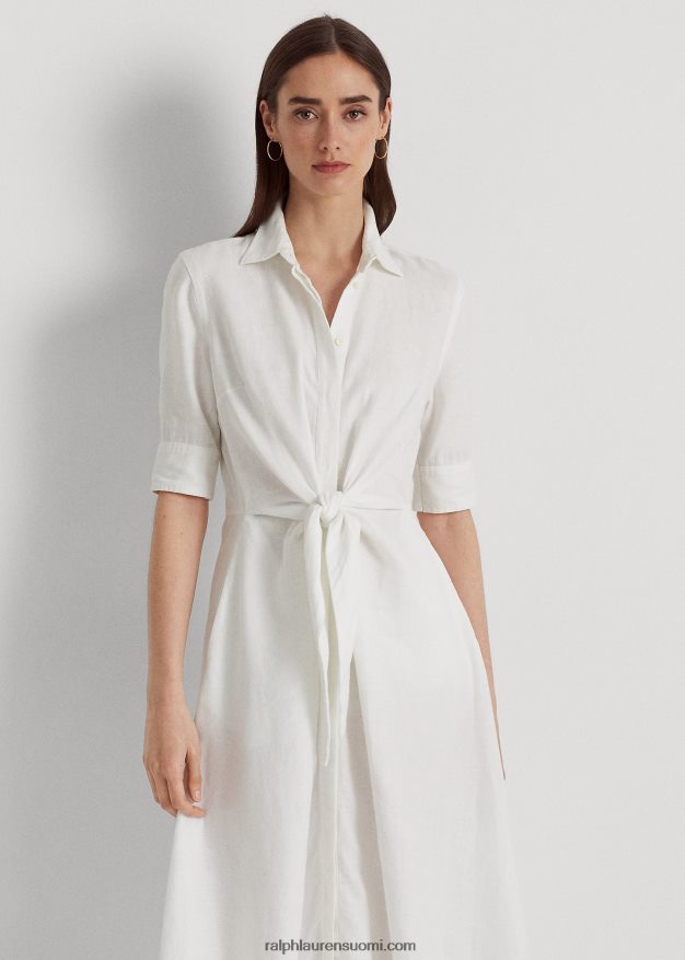 Ralph Lauren naiset pellava paitamekko 0Z24ZR4074 valkoinen