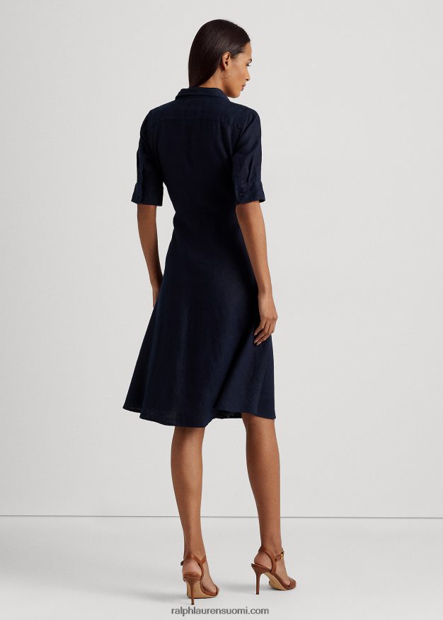 Ralph Lauren naiset pellava paitamekko 0Z24ZR4075 laivasto