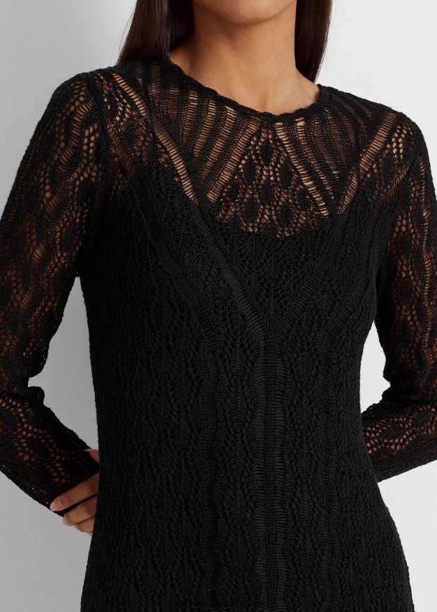 Ralph Lauren naiset pellavasekoitetta neulemekko 0Z24ZR4365 musta