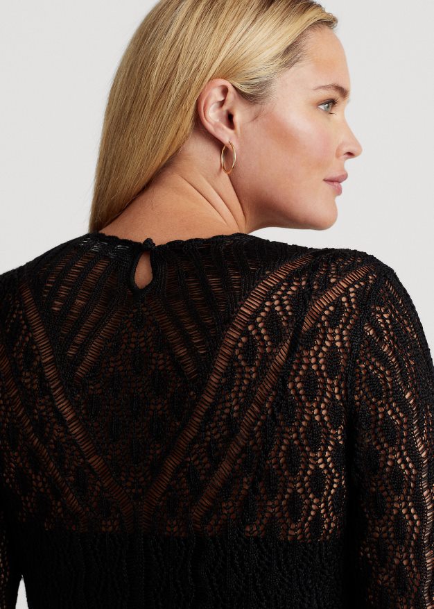 Ralph Lauren naiset pellavasekoitetta neulemekko 0Z24ZR4562 musta