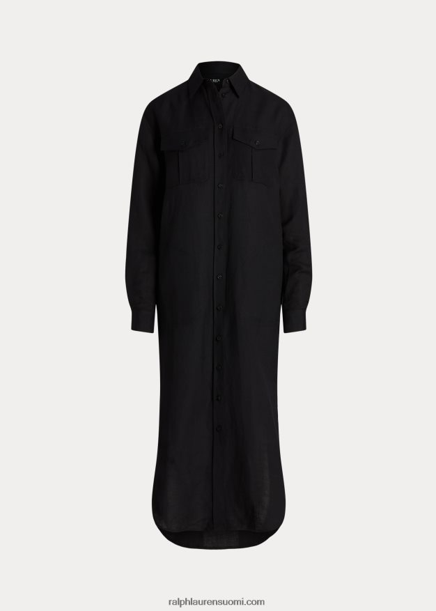 Ralph Lauren naiset pellavasekoitettu paitamekko 0Z24ZR3883 musta