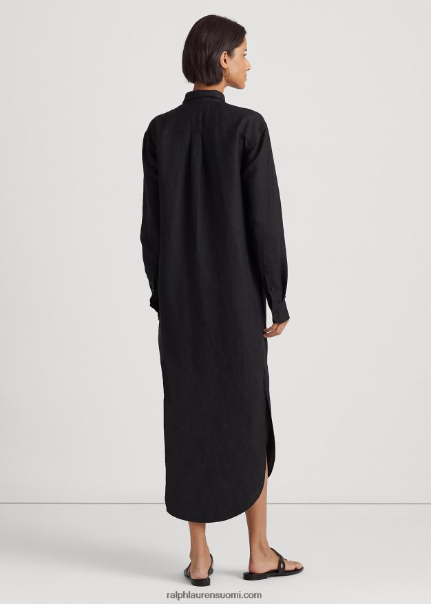 Ralph Lauren naiset pellavasekoitettu paitamekko 0Z24ZR3883 musta