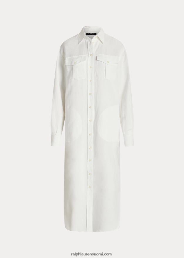 Ralph Lauren naiset pellavasekoitettu paitamekko 0Z24ZR3884 valkoinen