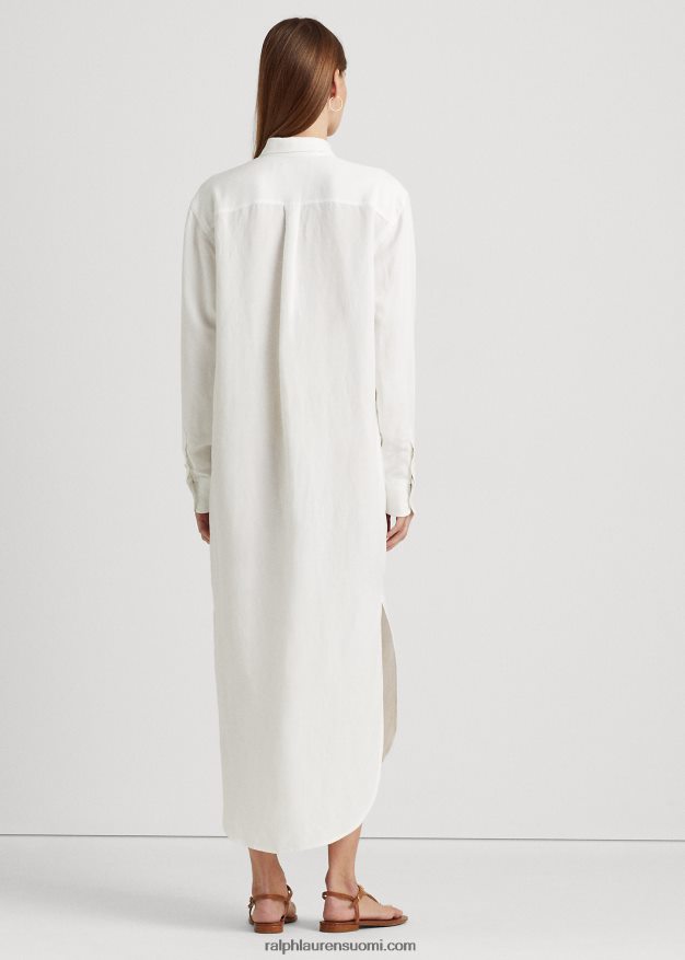 Ralph Lauren naiset pellavasekoitettu paitamekko 0Z24ZR3884 valkoinen
