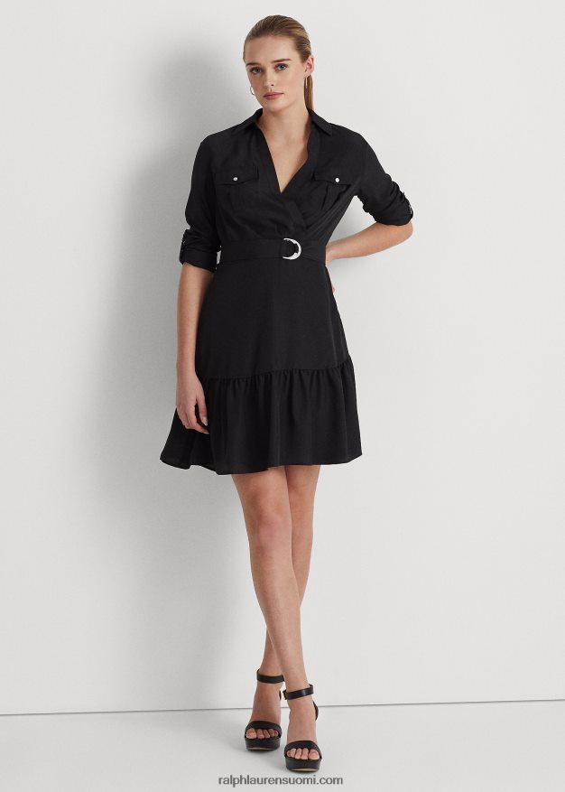 Ralph Lauren naiset pitkähihainen kreppimekko 0Z24ZR9517 musta