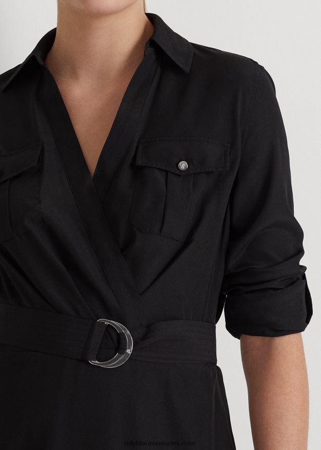 Ralph Lauren naiset pitkähihainen kreppimekko 0Z24ZR9517 musta