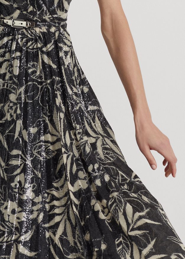 Ralph Lauren naiset printti paljetoitu cocktailmekko 0Z24ZR9534 musta/ruskea