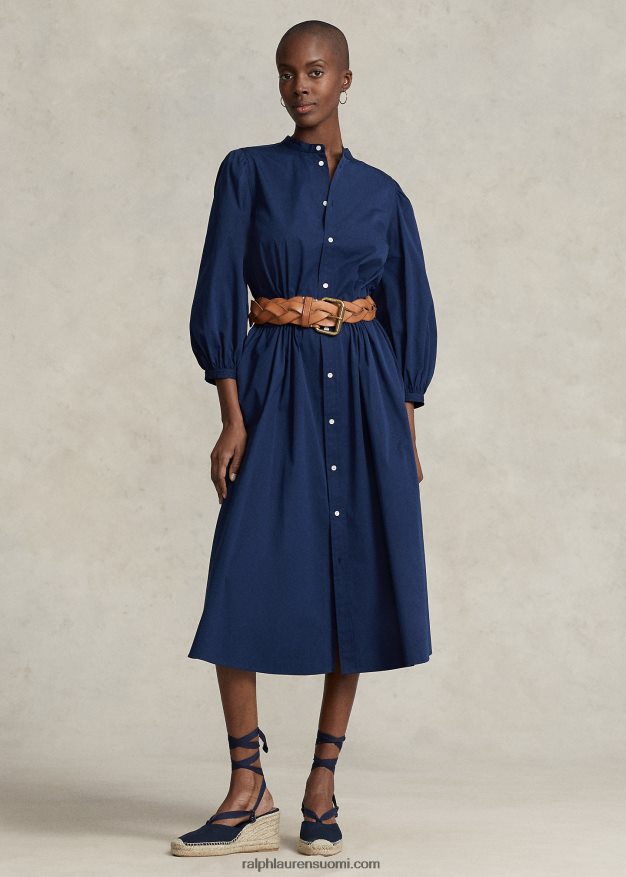 Ralph Lauren naiset puuvillainen leveäkankainen mekko 0Z24ZR3076 newportin laivasto