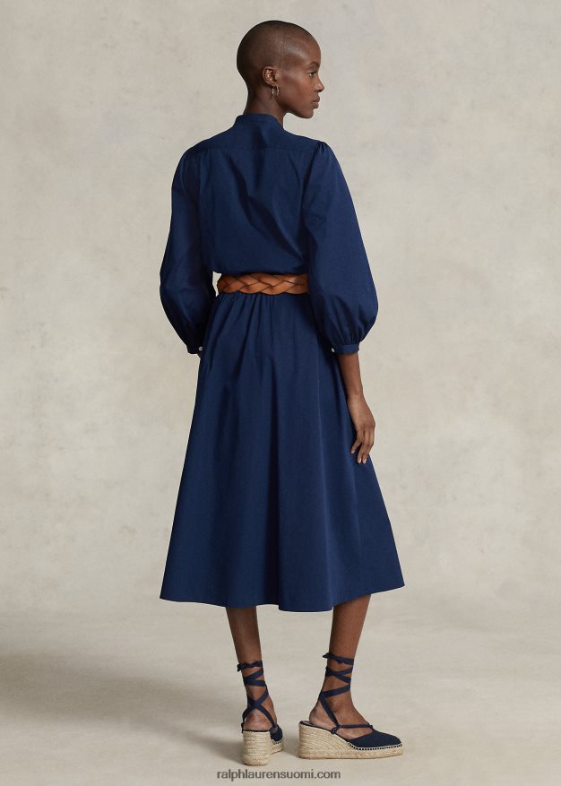 Ralph Lauren naiset puuvillainen leveäkankainen mekko 0Z24ZR3076 newportin laivasto