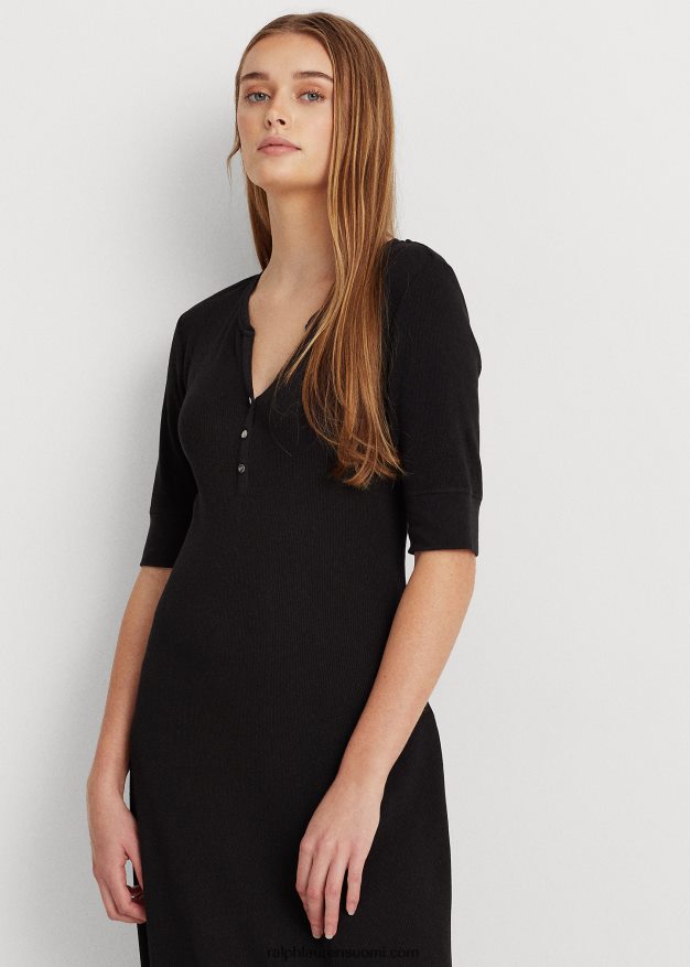 Ralph Lauren naiset puuvillainen levenevä mekko 0Z24ZR4485 musta