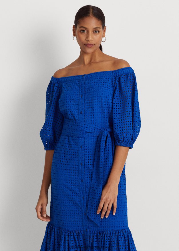 Ralph Lauren naiset puuvillainen silmukkamekko 0Z24ZR3918 sininen saturn