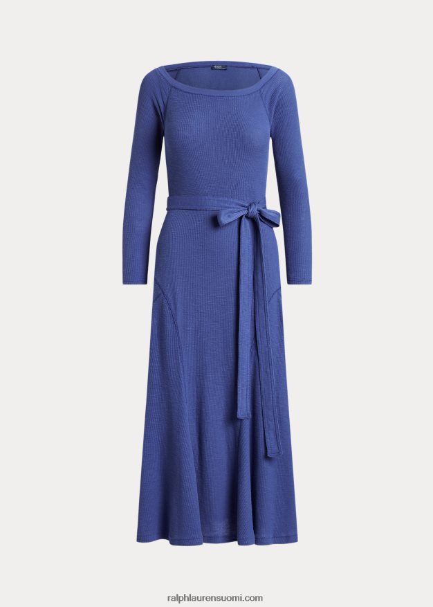 Ralph Lauren naiset puuvillainen venekaula-midimekko 0Z24ZR3122 kuninkaallinen laivasto