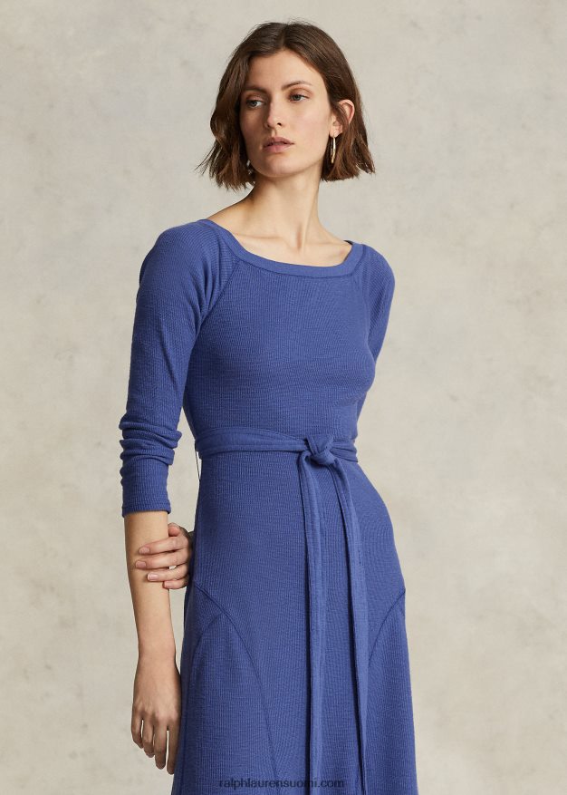 Ralph Lauren naiset puuvillainen venekaula-midimekko 0Z24ZR3122 kuninkaallinen laivasto