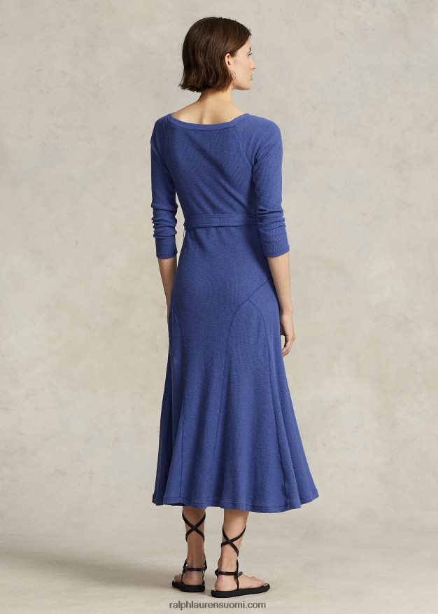 Ralph Lauren naiset puuvillainen venekaula-midimekko 0Z24ZR3122 kuninkaallinen laivasto