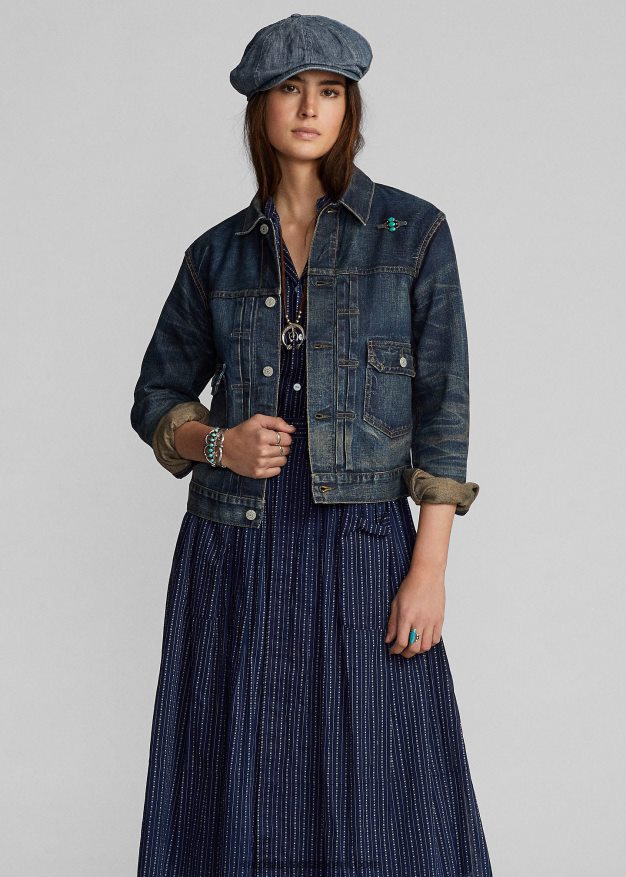 Ralph Lauren naiset puuvillainen voile-paitamekko 0Z24ZR3654 keskikokoinen indigo