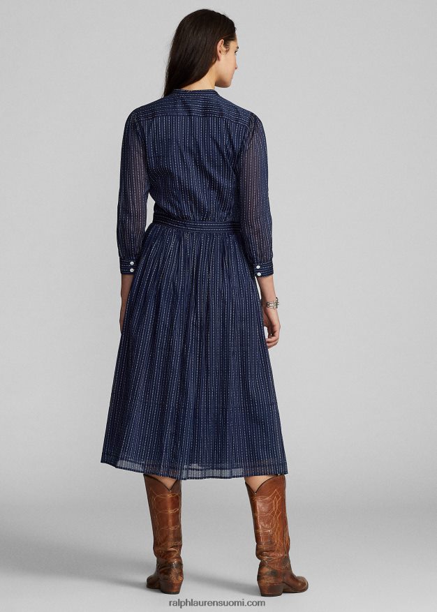 Ralph Lauren naiset puuvillainen voile-paitamekko 0Z24ZR3654 keskikokoinen indigo