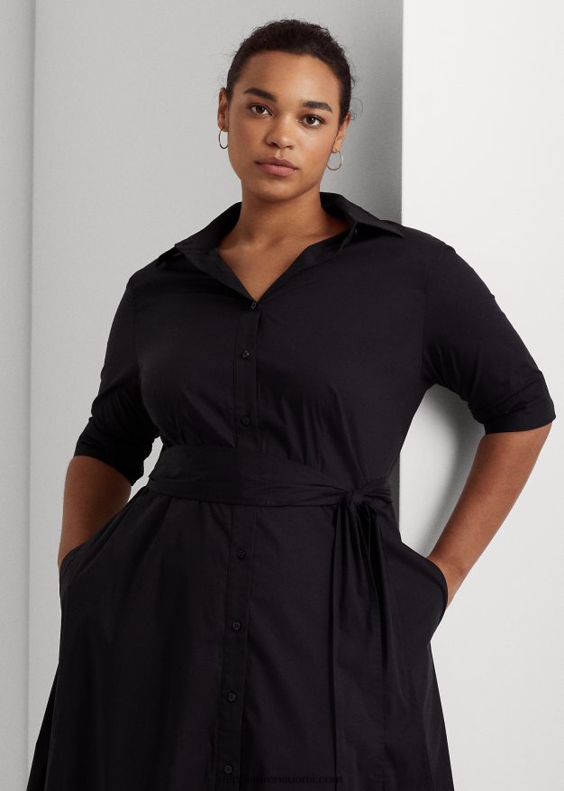 Ralph Lauren naiset puuvillasekoitettu paitamekko 0Z24ZR4719 musta